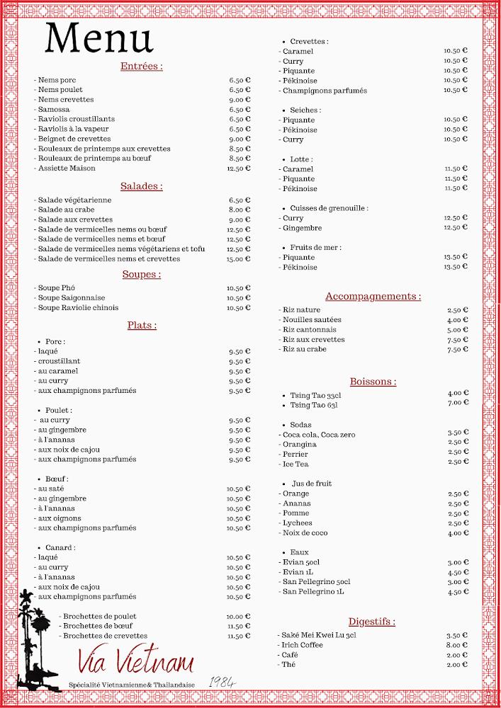 VIA VIETNAM - Menu Image 1